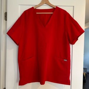 Figs Red Casma 3 Pocket Scrub Top